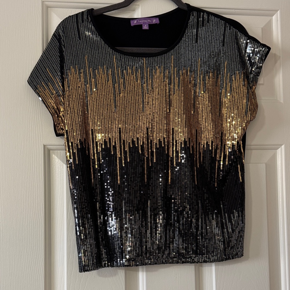 Sequin Black and Gold Women's Top